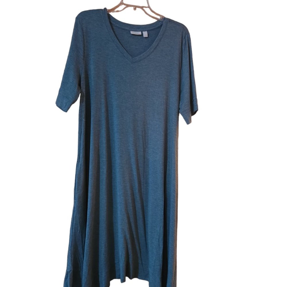 LOGO Lounge by Lori Goldstein Jersey Dress w/ Handkerchief Hem - Green - XL